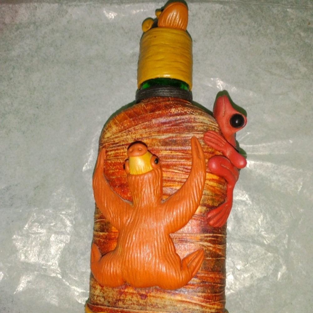 Costa Rica Green Glass Liquor Flask